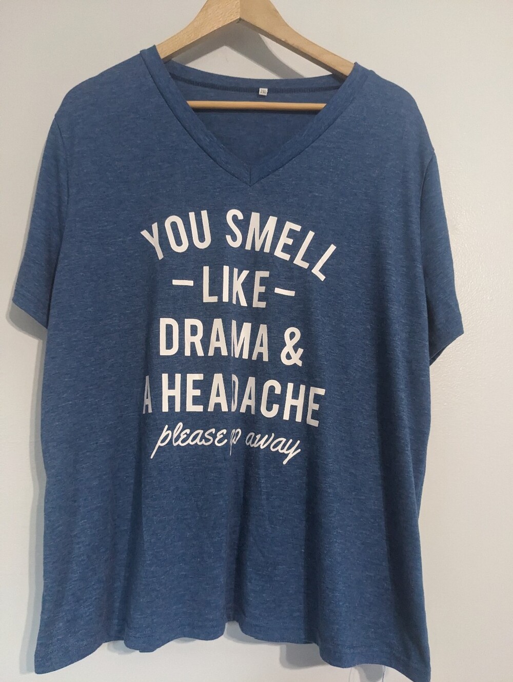 Tee Shirt Women's 2XL Spellout Blue White Quote Short Sleeve Sarcasm Plus